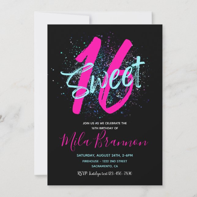 Sweet 16 Invitation | Invitation du 16e anniversai (Devant)