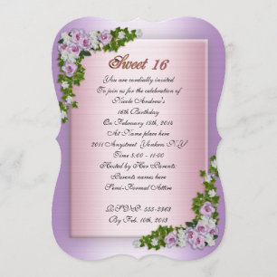 Sweet 16 Invitation Lavender roses et lierre