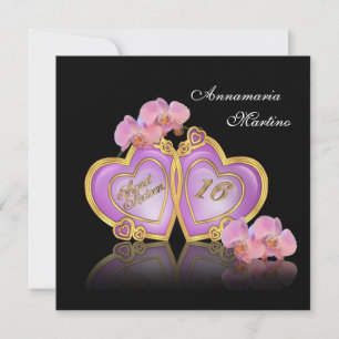 Sweet 16 Invitation rose et noir