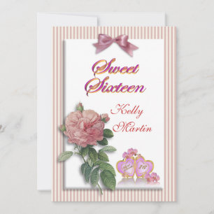 Sweet 16 invitation rose rose rose rose et rayures