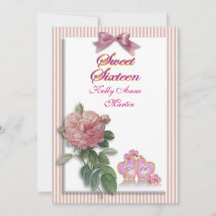 Sweet 16 invitation rose rose rose rose et rayures