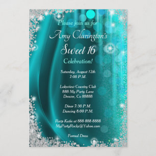 Sweet 16 Invitation Turquoise & Diamonds