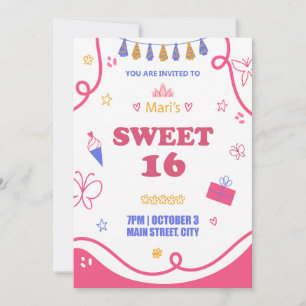 Sweet 16 invitations anniversaire fille magnifique