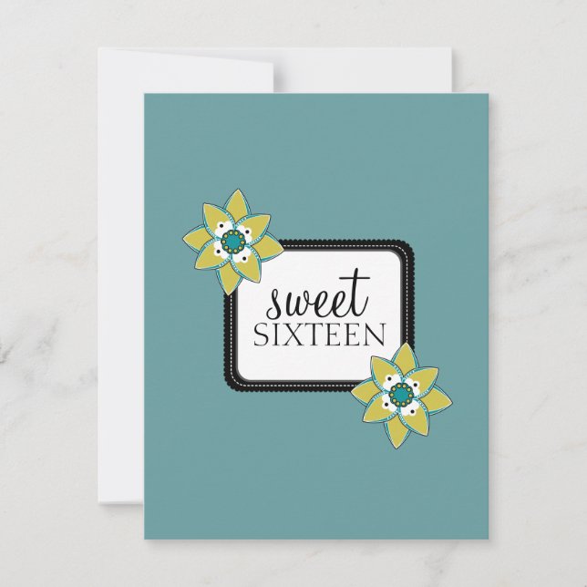 Sweet 16 Invitations de fête d'anniversaire {Boho  (Devant)