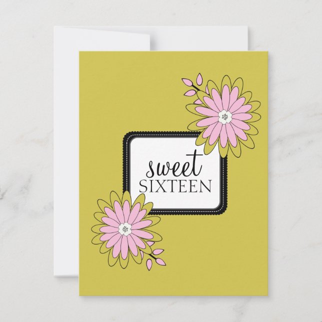 Sweet 16 Invitations de fête d'anniversaire {Boho  (Devant)
