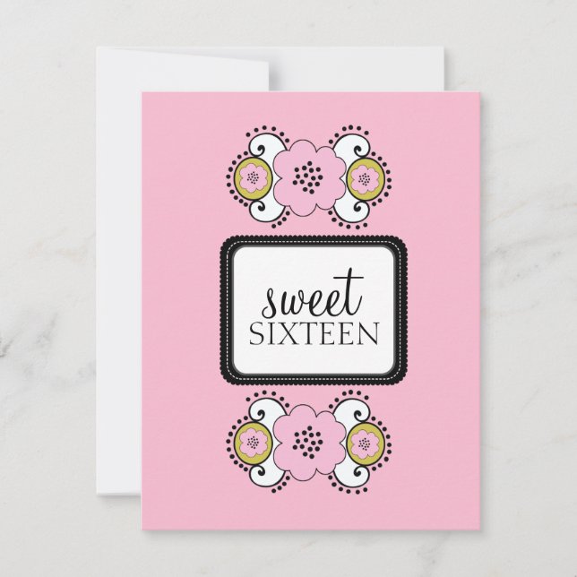 Sweet 16 Invitations de fête d'anniversaire {Boho  (Devant)
