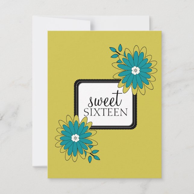 Sweet 16 Invitations de fête d'anniversaire {Boho  (Devant)