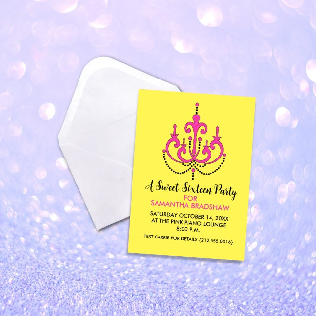 Sweet 16 Invitations de fête d'anniversaire (Jaune (Créateur téléchargé)