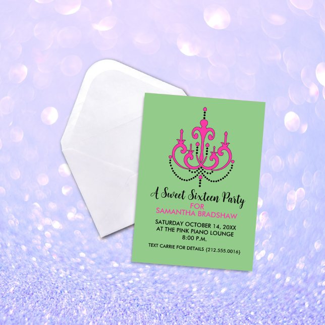 Sweet 16 Invitations de fête d'anniversaire (Vert) (Créateur téléchargé)