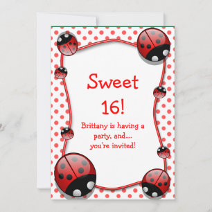 Sweet 16 Ladybug Anniversaire Invitation