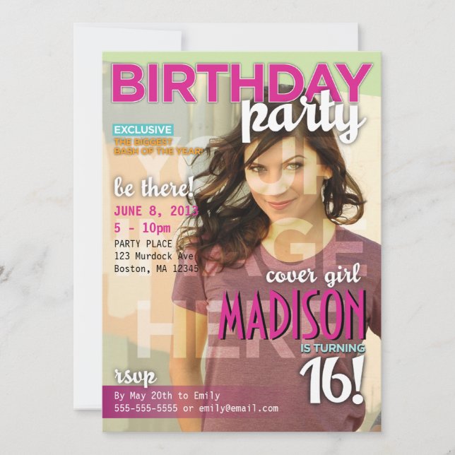 Sweet 16 Magazine Couverture Invitation d'annivers (Devant)