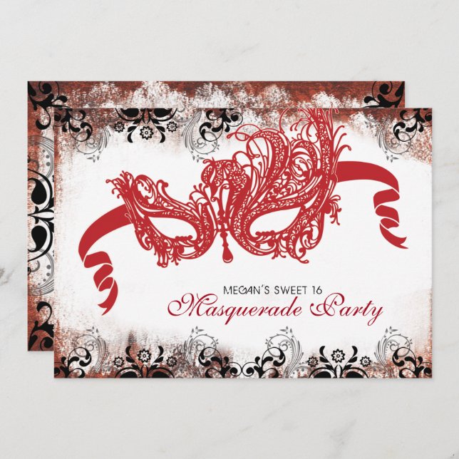 Sweet 16 Masquerade Party Invitation (Devant / Derrière)