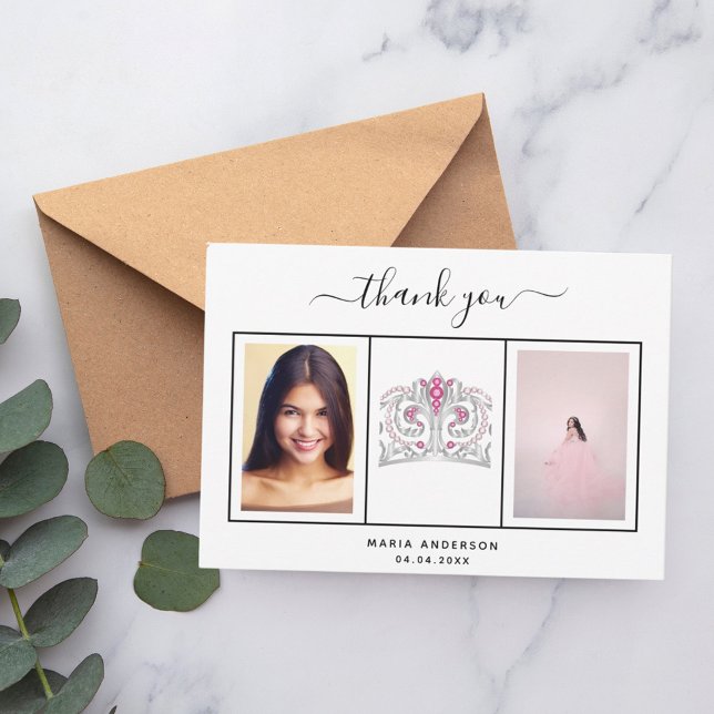 Sweet 16 merci photo personnalisée noir blanc (Créateur téléchargé)