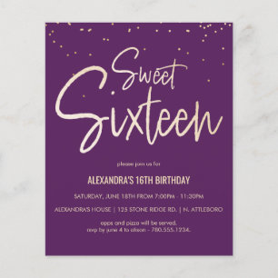 Sweet 16 Or, Élégant, Invitation simple