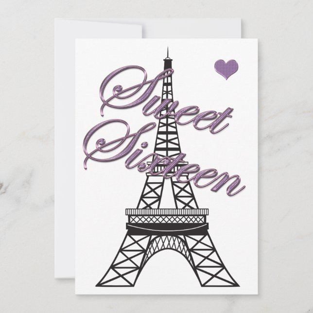 Sweet 16 Paris Tour Eiffel Invitation Anniversaire (Devant)