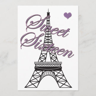 Sweet 16 Paris Tour Eiffel Invitation Anniversaire