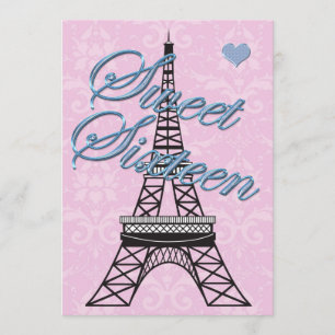 Sweet 16 Paris Tour Eiffel Invitation Anniversaire
