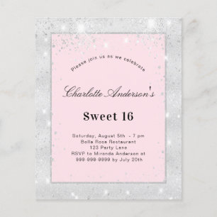 Sweet 16 partie argent roux rose budget invitation