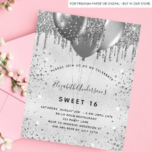Sweet 16 parties scintillant argent invitation bud