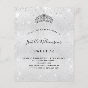 Sweet 16 parties scintillant argent invitation tia