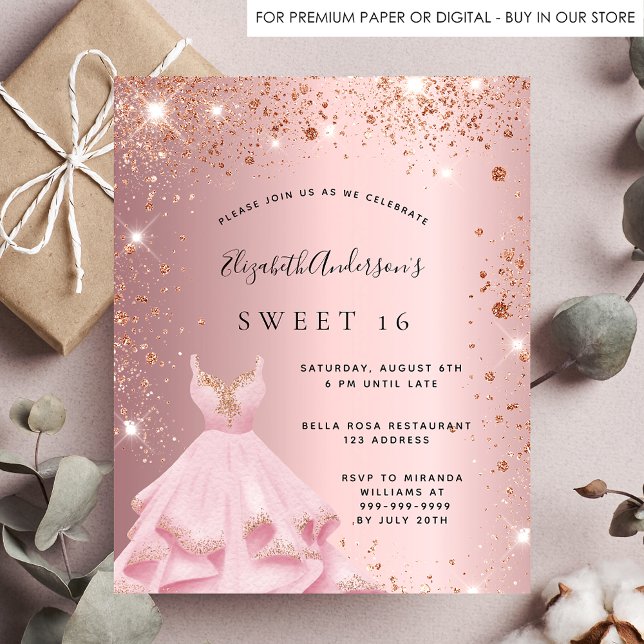 Sweet 16 parties scintillant rose robe budget invi (Créateur téléchargé)