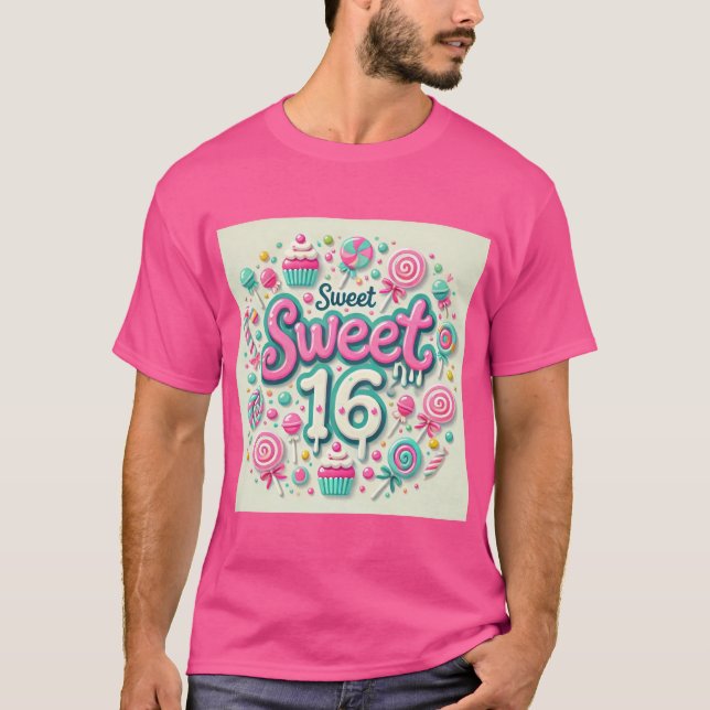 Sweet 16 Pastel Anniversaire Design Mens Tshirt (Devant)