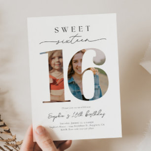 Sweet 16 Photo Invitation Anniversaire