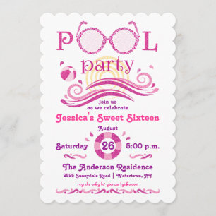 Sweet 16 Pool Party Invitation