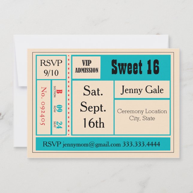 Sweet 16 Retro Concert Invitation (Devant)