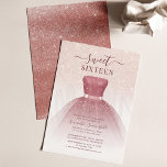 Sweet 16 Robe d'or Rose Invitation de fête d'anniv<br><div class="desc">Doté d'une jolie robe rose vif et d'une parties scintillant d'or faux rose avec des scripts modernes et une typographie populaire,  cette invitation à l'anniversaire est parfaite pour une princesse célébrant son 16ème anniversaire. Ajoutez facilement les détails de votre fête en cliquant sur le bouton "Personnaliser".</div>