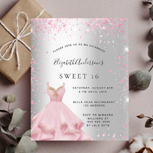 Sweet 16 robe rose argent invitation budget