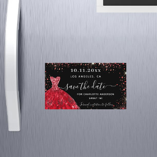Sweet 16 robe rouge noire enregistrer l'aimant de