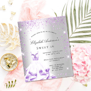 Sweet 16 robe violet argent invitation parties sci