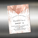 Sweet 16 rose or blanc parties scintillant aimant<br><div class="desc">Un aimant d'invitation. Pour un élégant Sweet 16, 16e anniversaire. Devant : Un arrière - plan blanc et élégant. Décoré d'or rose, de gouttes de parties scintillant imitation, de la peinture goutte à goutte et des ballons. Personnalisez et ajoutez un nom, un âge et des détails de la fête. Le...</div>