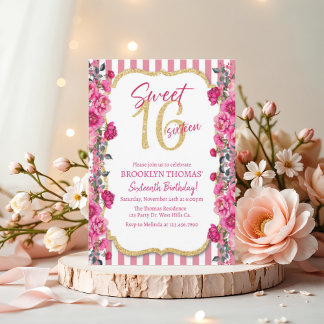 Sweet 16, Seizième anniversaire, rose, Invitation