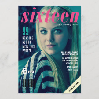Sweet 16 Sixteen Magazine Cover Photo Invitation