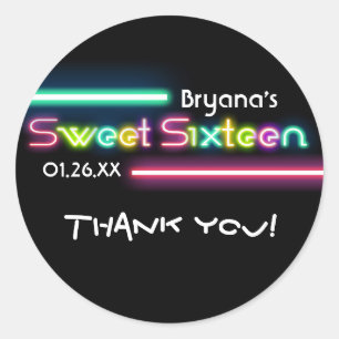 SWEET 16 Sticker Neon Glow Black Party