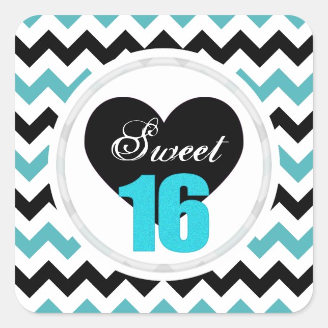 Sweet 16 Stickers : Bleu et Noir Chevron Print (Devant)