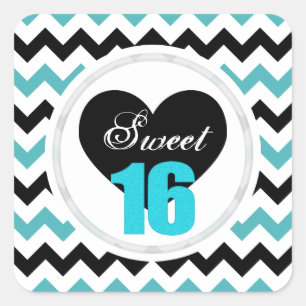 Sweet 16 Stickers : Bleu et Noir Chevron Print