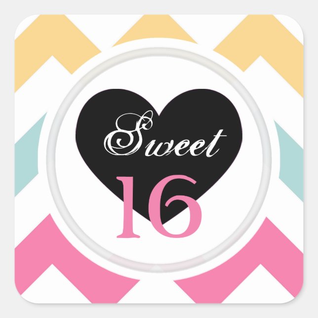 Sweet 16 Stickers : Spring Pastel Chevron Imprimer (Devant)