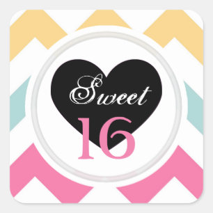 Sweet 16 Stickers : Spring Pastel Chevron Imprimer