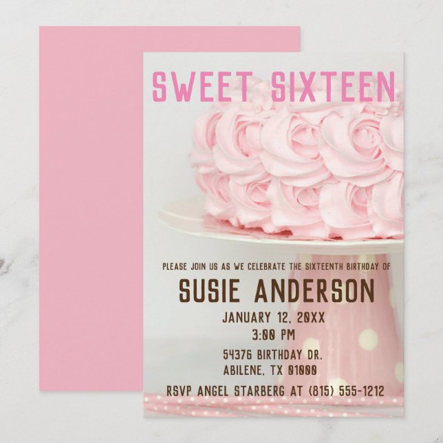 Sweet 16 Sweets sixteens Invitations de fête d'ann (Devant / Derrière)