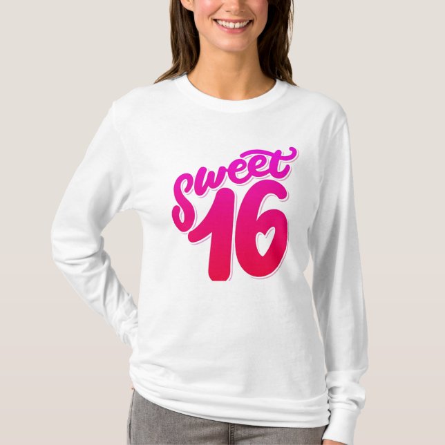 Sweet 16 T-shirt manches d'anniversaire (Devant)