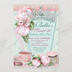 Sweet 16 Tea Party Invitation