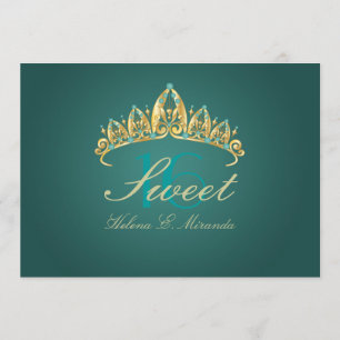 Sweet 16/ tiara/vert turquoise /jade invitations