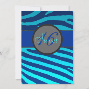 Sweet 16 zèbre bleu rayures invitations anniversai