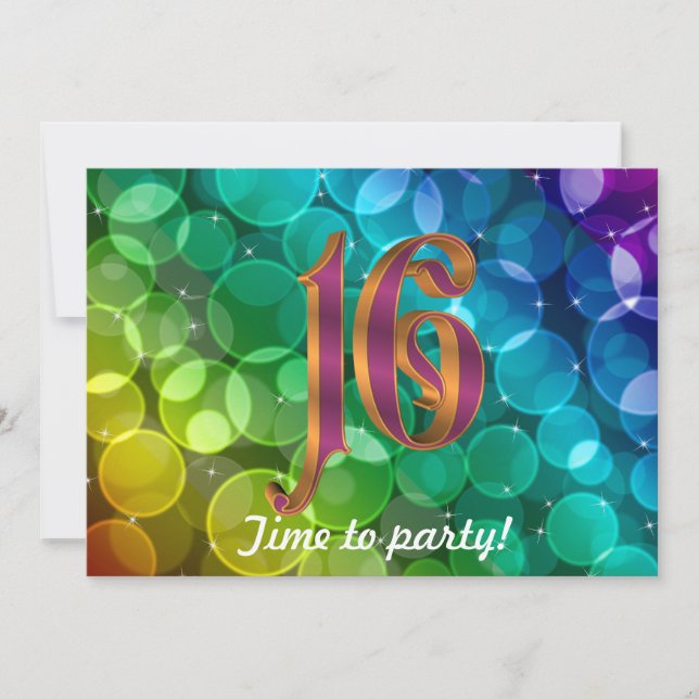 Sweet 16e anniversaire arc-en-ciel Invitation (Devant)