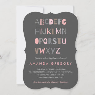Sweet ABC Modern Baby shower Invitation