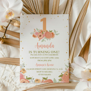 Sweet As A Peach 1er Anniversaire Invitation