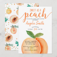 Sweet as a Peach Baby shower Invitation